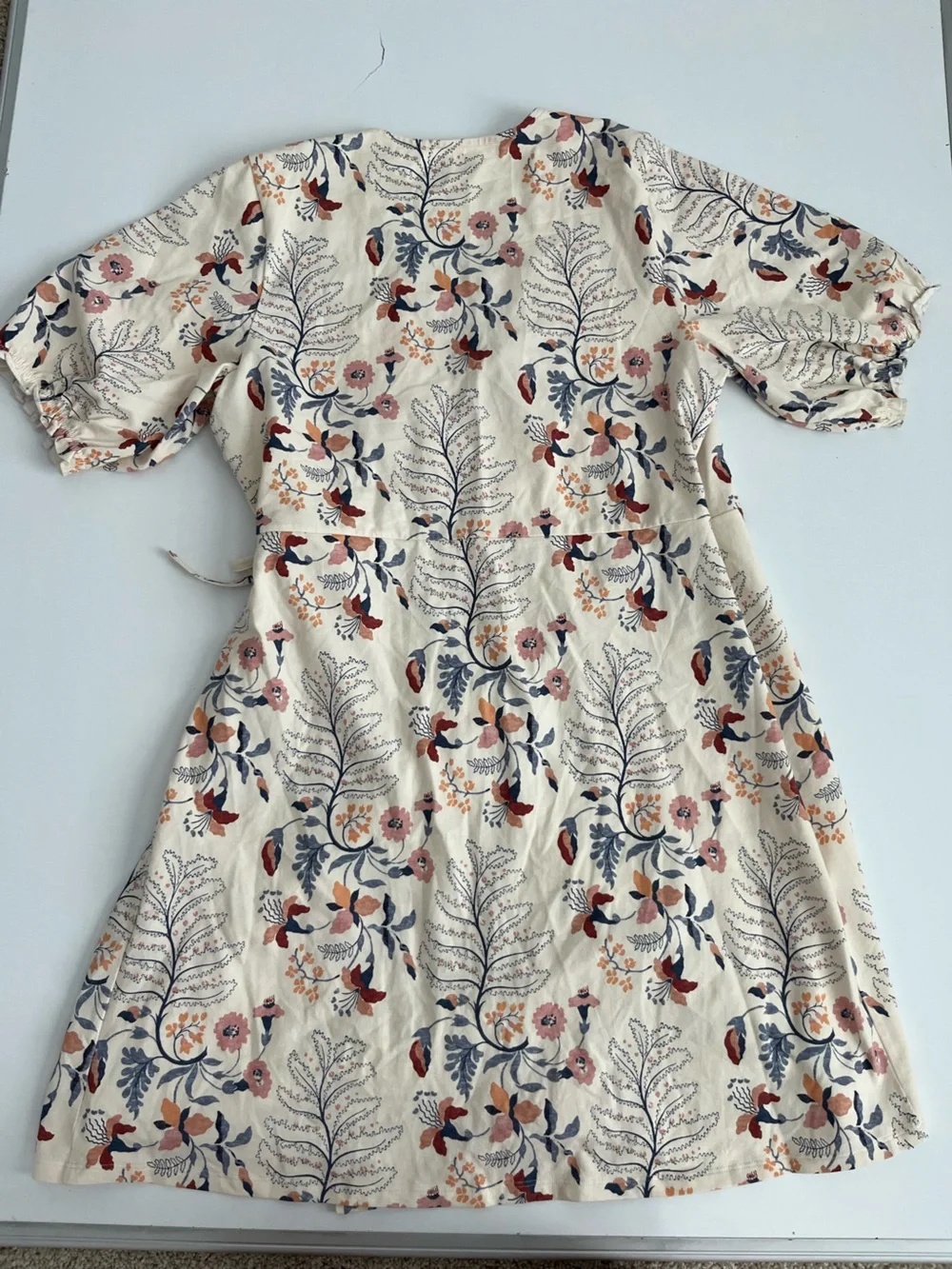 Spartina 449 Cream Floral Wrap Dress with Pink & Blue Blooms